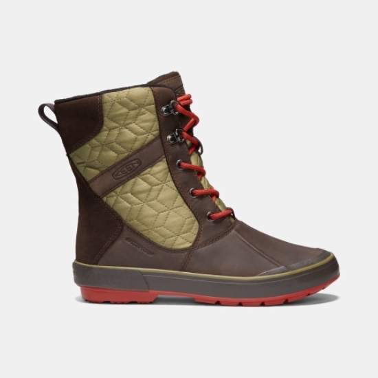 Chocolate Green Women's Keen Elsa II Waterproof Quilted Winter Boots | 71925MPYR